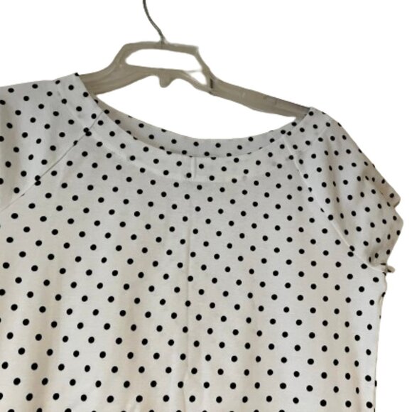 Ralph Lauren White Boatneck T-Shirt with Black Polka Dots - Large - Picture 3 of 5